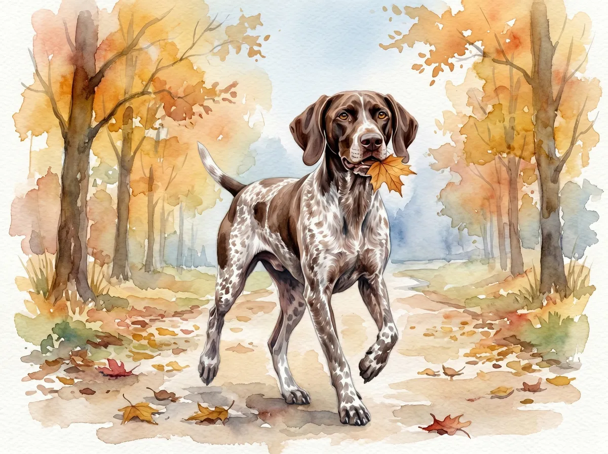 German Shorthaired Pointer watercolor calendar month 9
